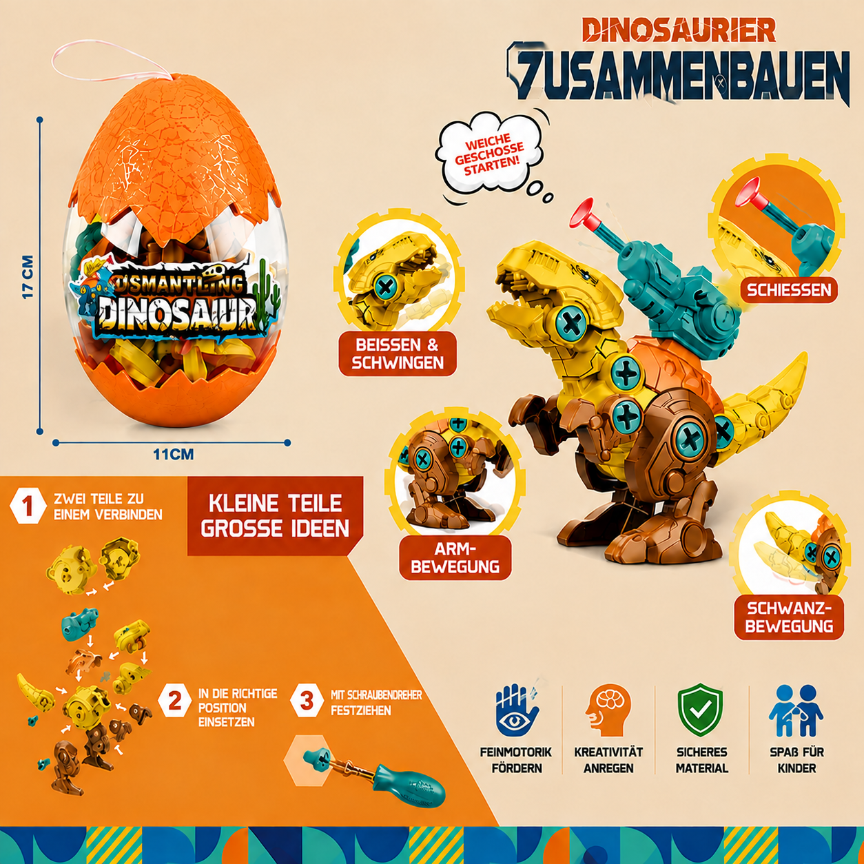 DIY-Dinosaurier-Ei zum Bauen & Verwandeln