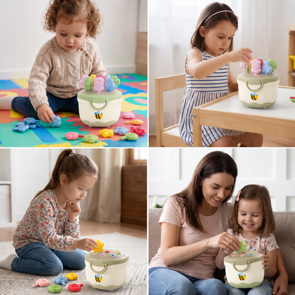 Montessori-Lernspiel mit Blumentopf zum Zuordnen von Farben & Zahlen
