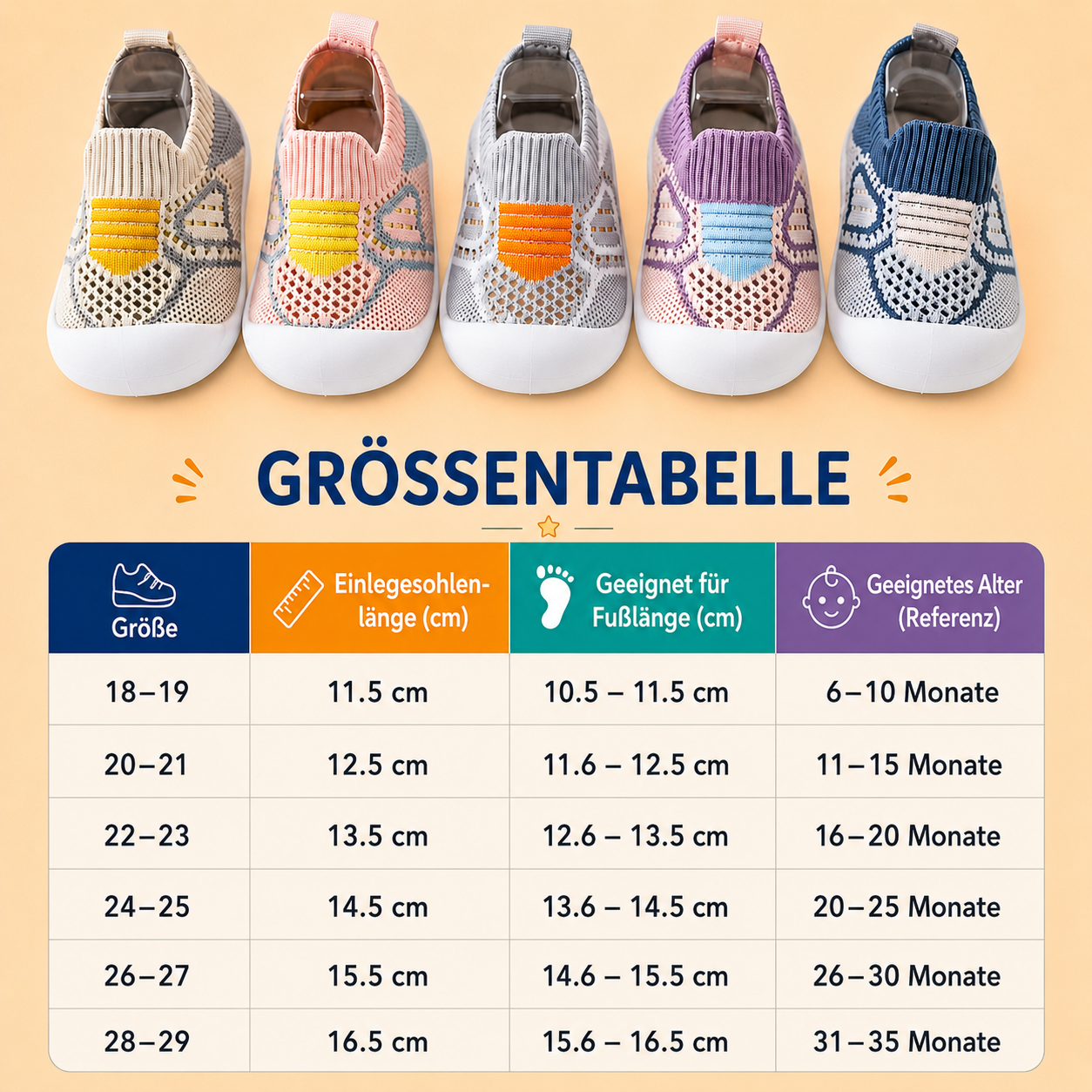 Weiche gestrickte Anti-Rutsch-Babyschuhe für die ersten Schritte