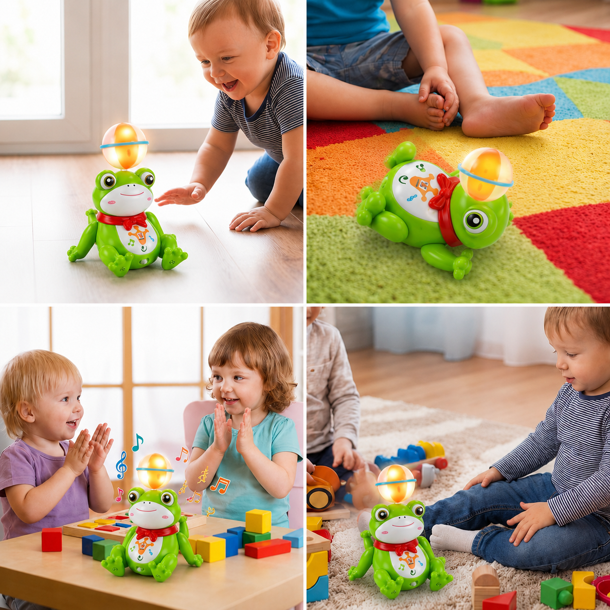 Interaktives Frosch-Balancierspielzeug mit Ball, Licht, Musik & 360°-Drehung