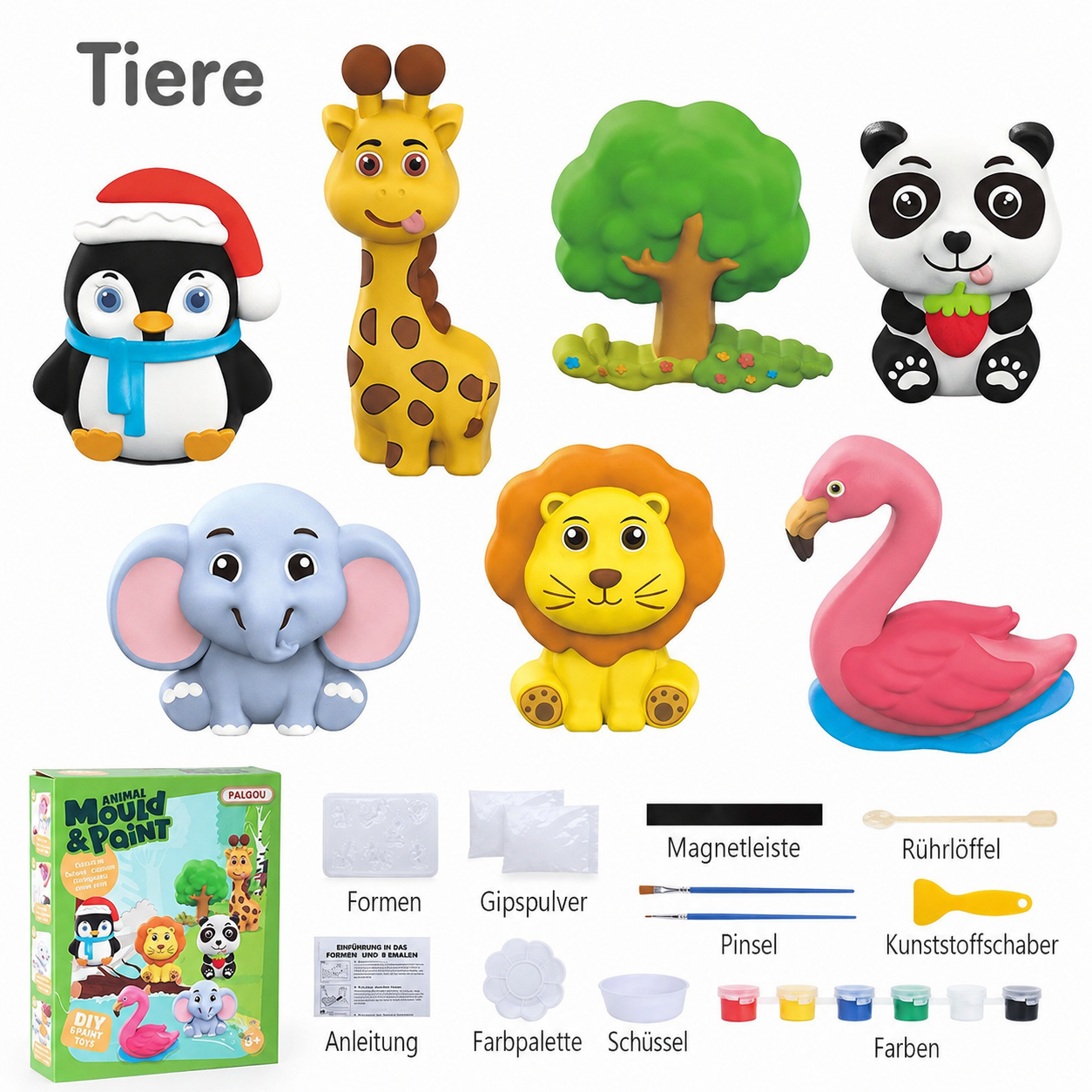 DIY-Tier-Gipsmalset – Formen, Bemalen & Gestalten für Kinder