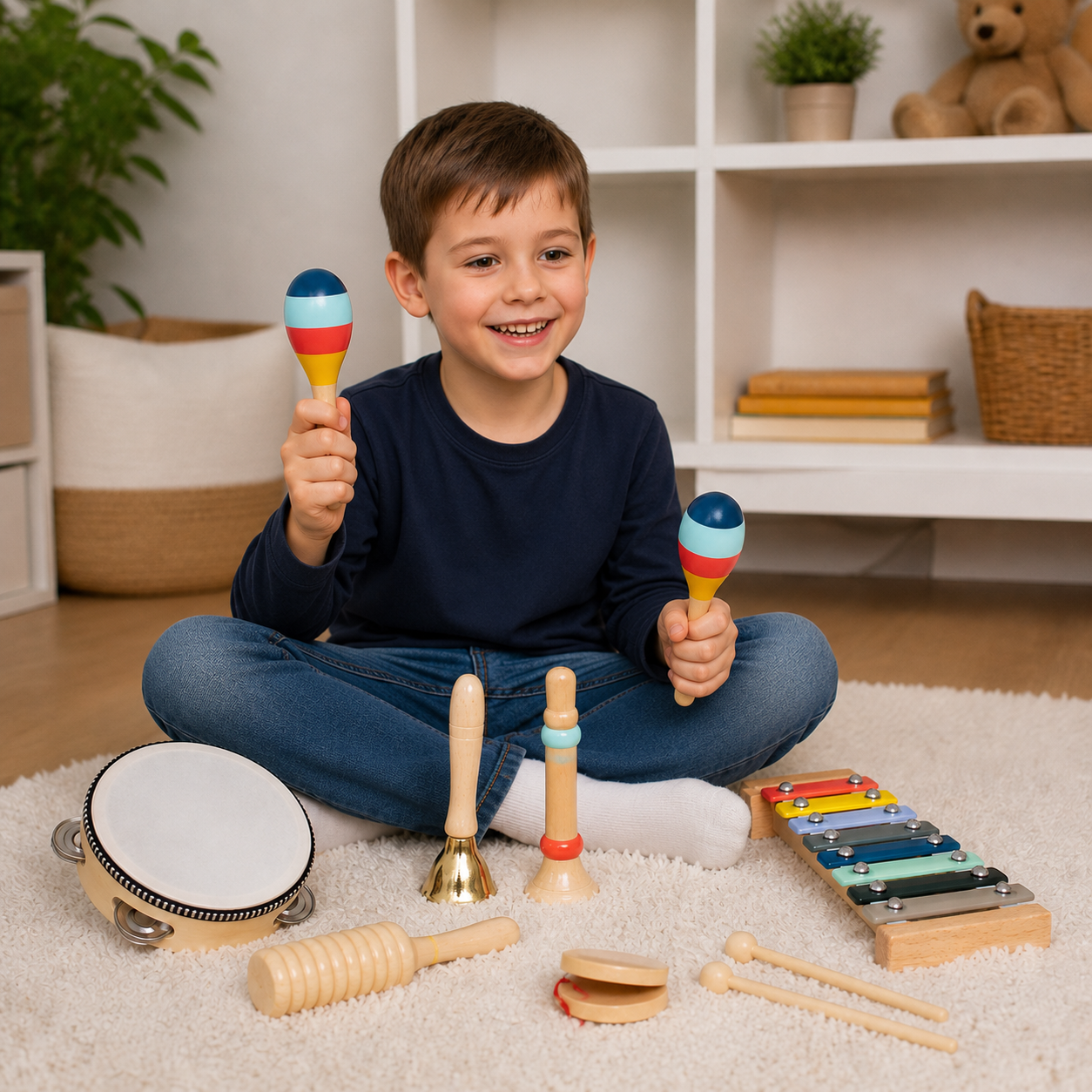 Musikinstrumente-Set aus Holz – Montessori-Schlaginstrumente & Rhythmus-Lernspielzeug für Kinder