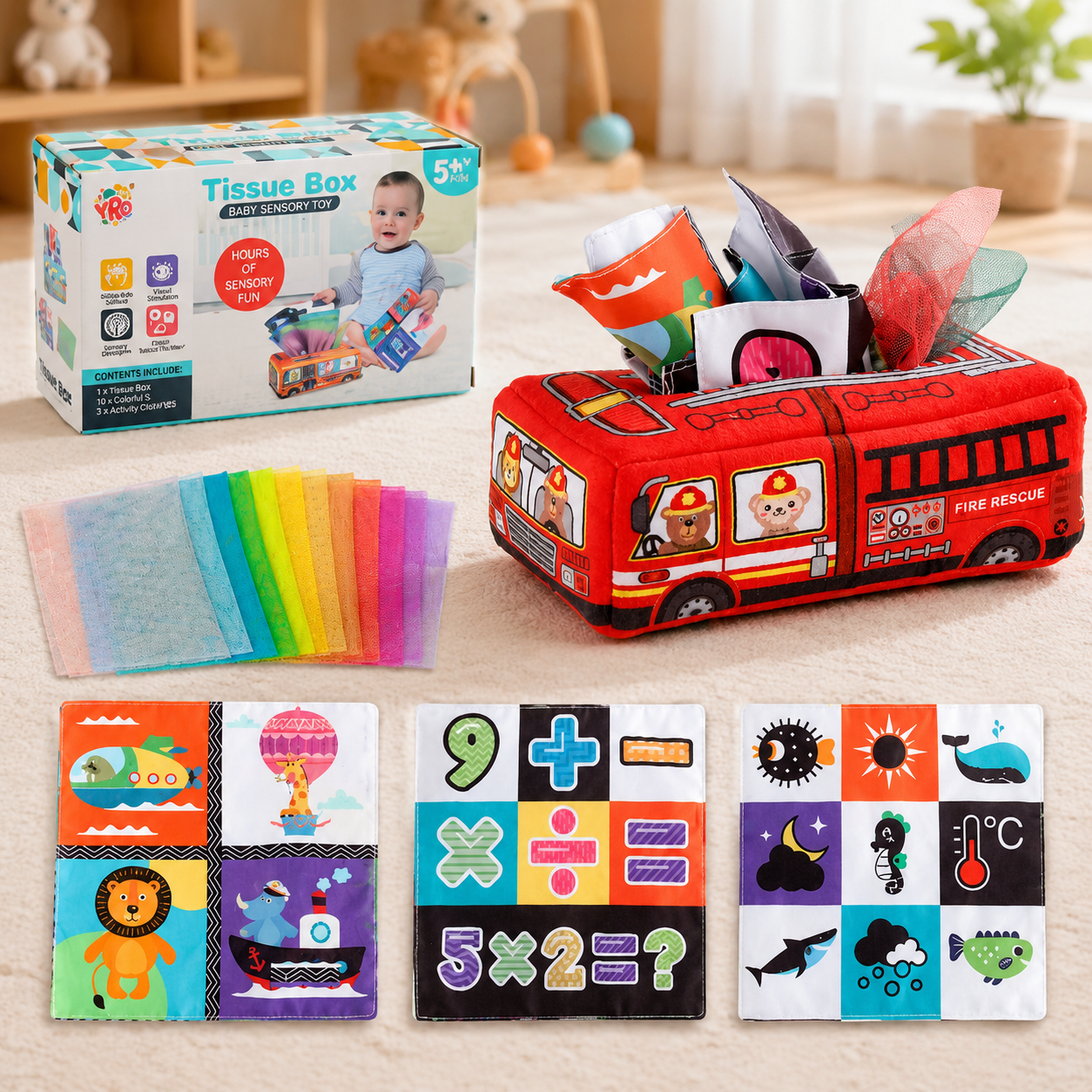 Montessori Zauber-Taschentuchbox – Sensorisches Lernspielzeug für Babys