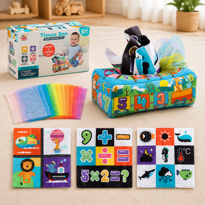 Montessori Zauber-Taschentuchbox – Sensorisches Lernspielzeug für Babys