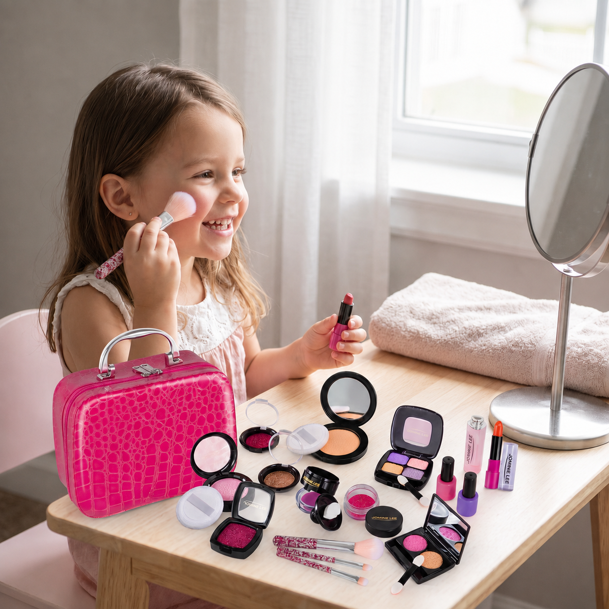 Make-up-Spielset für Mädchen – Sicheres Kinder-Kosmetikset mit praktischer Tasche