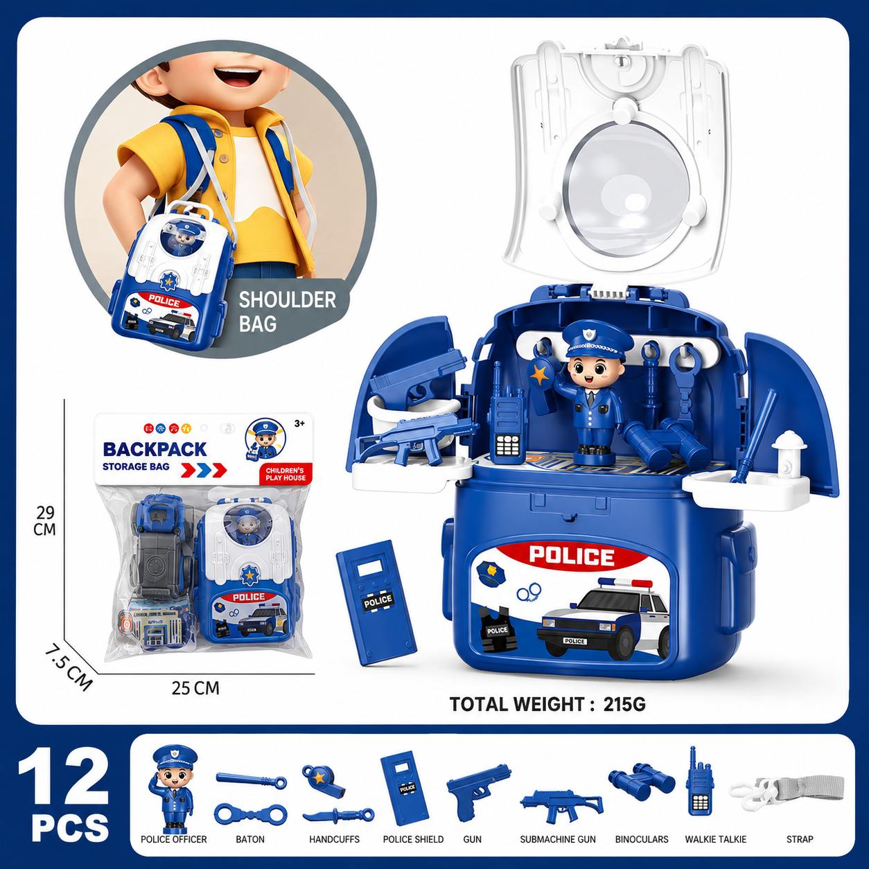 3-in-1 Rucksack-Spielset für unterwegs