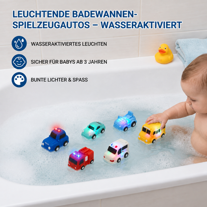Leuchtendes Badewannen-Auto-Set – Wasseraktiviertes Badespielzeug für Babys