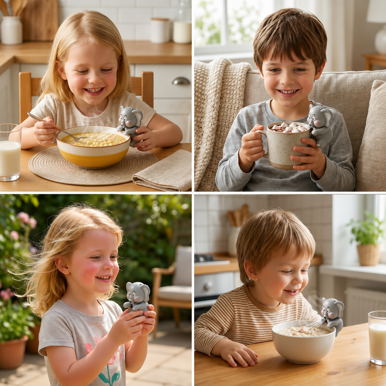 Tasse mit niedlichen Tiermotiven und Kühlventilator