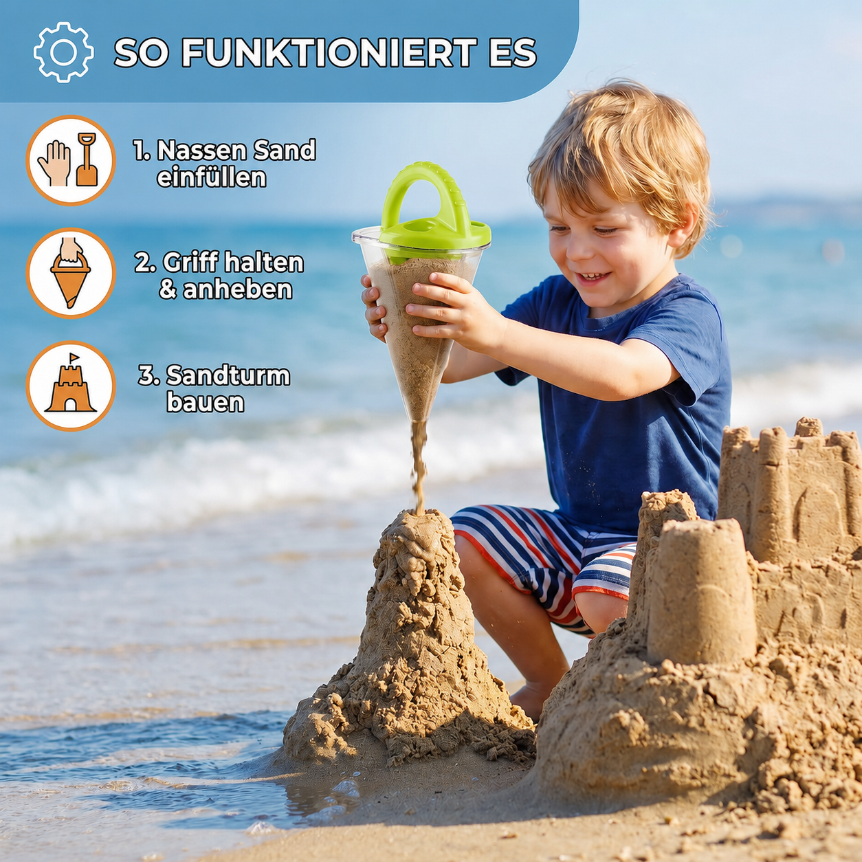 Strand-Trichter-Spielzeug für Kinder