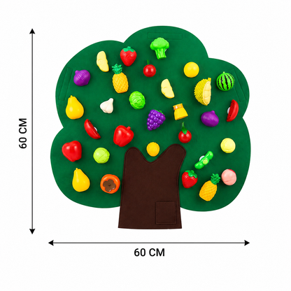 Aktivitätsbrett „Obstbaum“ aus Filz – Montessori-Lernspielzeug