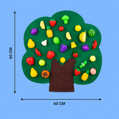Aktivitätsbrett „Obstbaum“ aus Filz – Montessori-Lernspielzeug