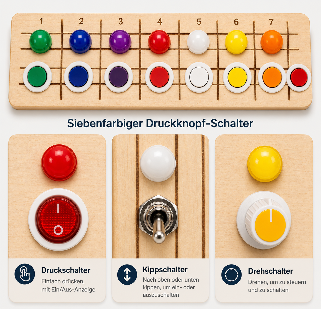 Holz-Busy-Board mit Licht und Sound in Gitarrenform