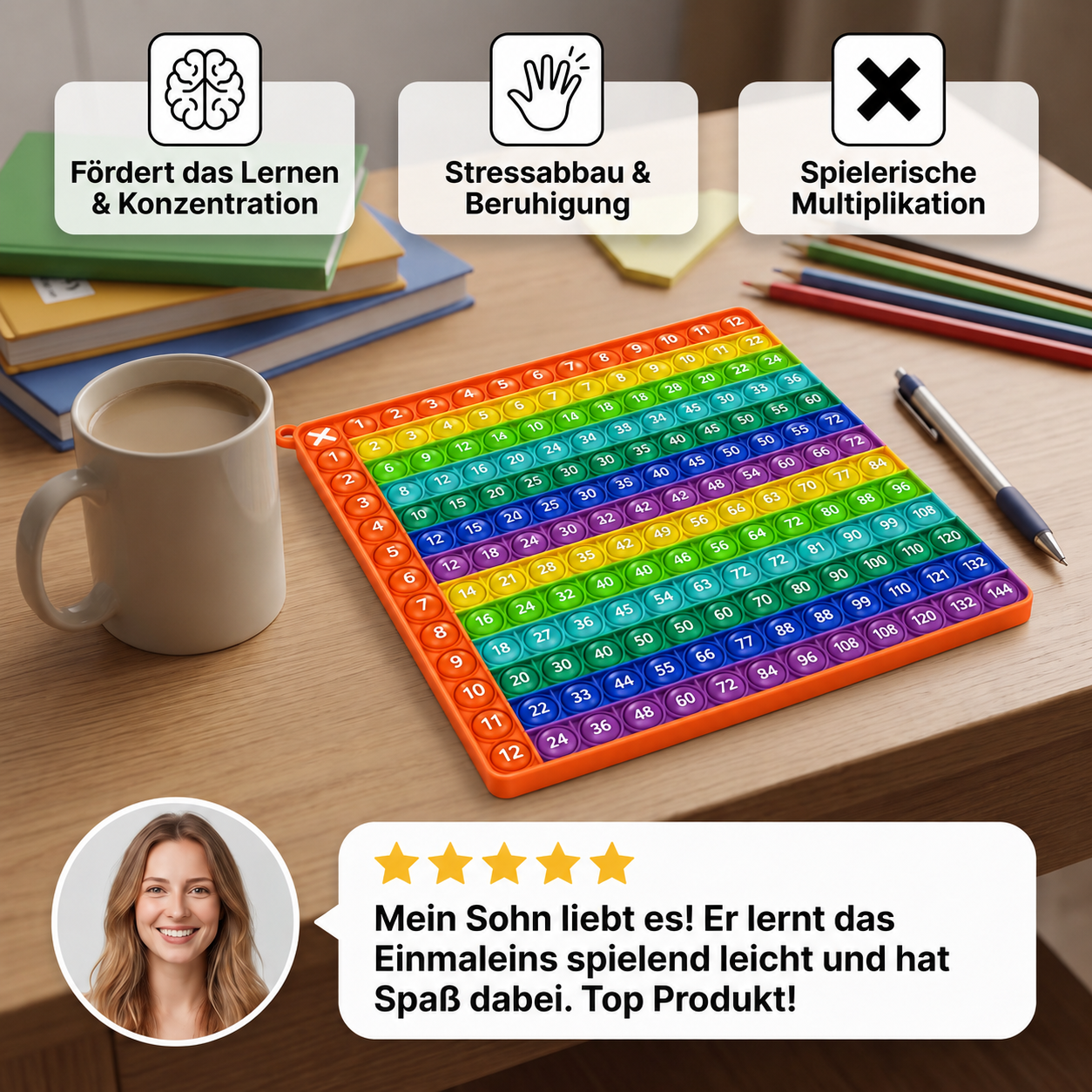 Rainbow Pop Math – Lernspielzeug zum Multiplizieren mit Fidget-Effekt