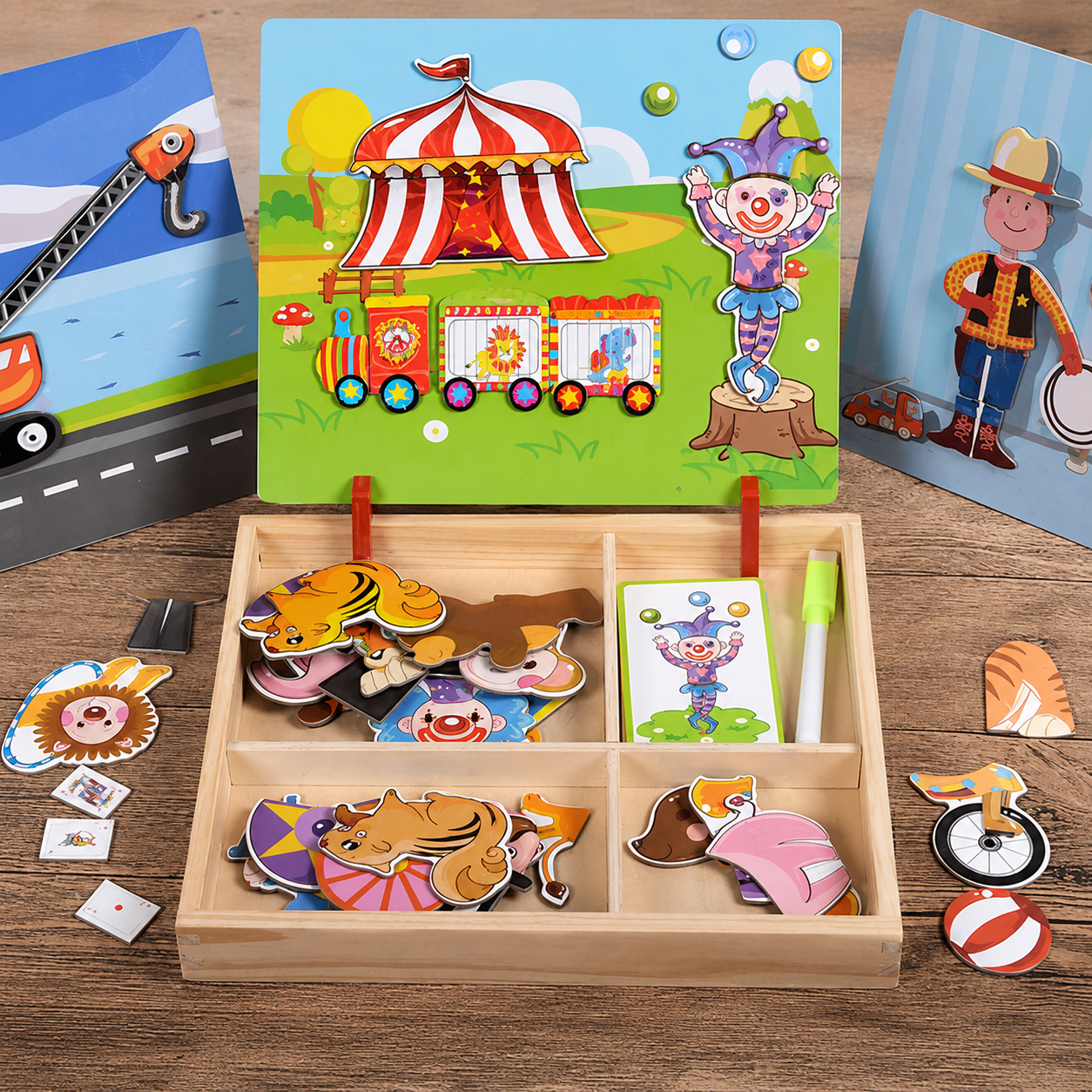 Magnetisches Holz-Anzieh- und Zuordnungsspiel – Kreatives Lernspielzeug