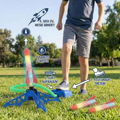 Kinder Raketenstarter mit Fußpumpe – Leuchtendes Outdoor Luftdruck-Spielzeug