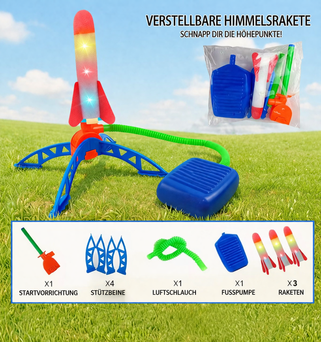 Kinder Raketenstarter mit Fußpumpe – Leuchtendes Outdoor Luftdruck-Spielzeug