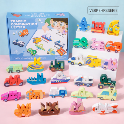 52-teiliges Montessori-3D-Alphabet-Bausteinset