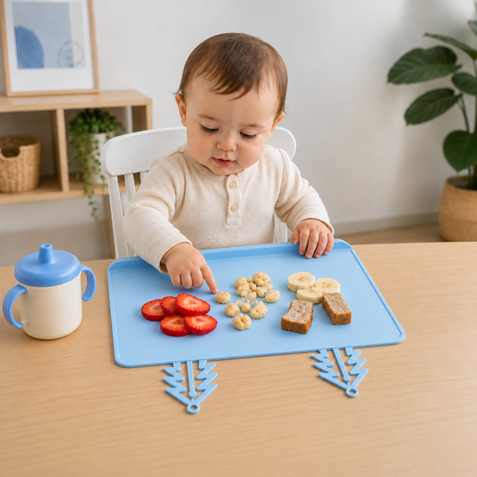 BabySafe praktische & hygienische Silikon-Babytischmatte mit erhöhtem Rand