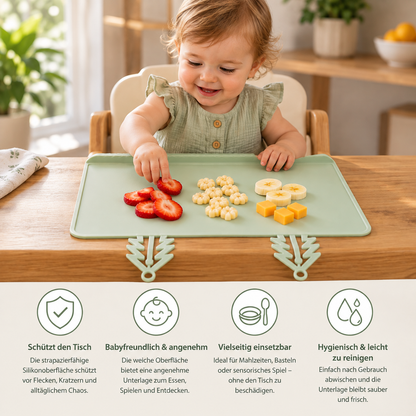BabySafe praktische & hygienische Silikon-Babytischmatte mit erhöhtem Rand