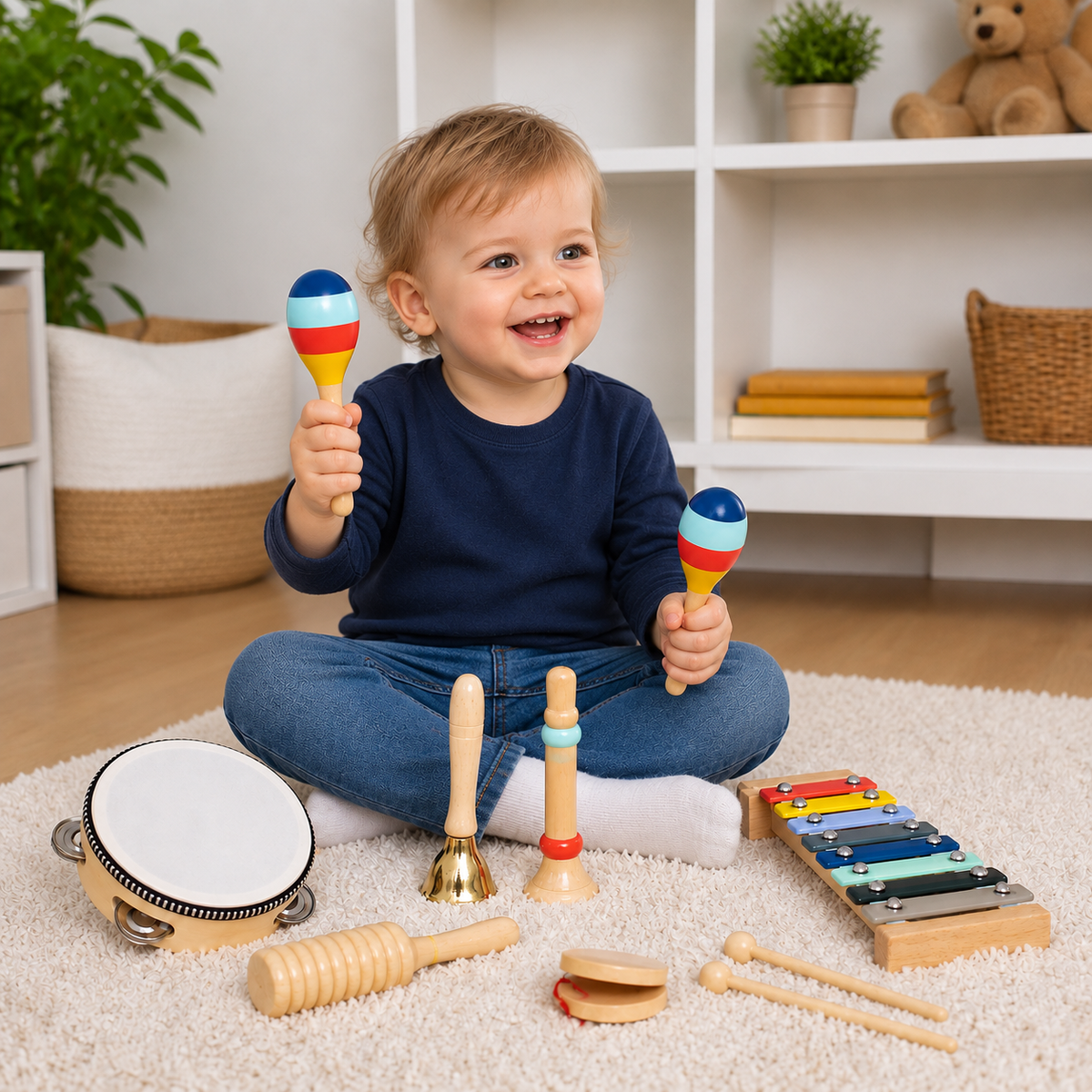 Musikinstrumente-Set aus Holz – Montessori-Schlaginstrumente & Rhythmus-Lernspielzeug für Kinder