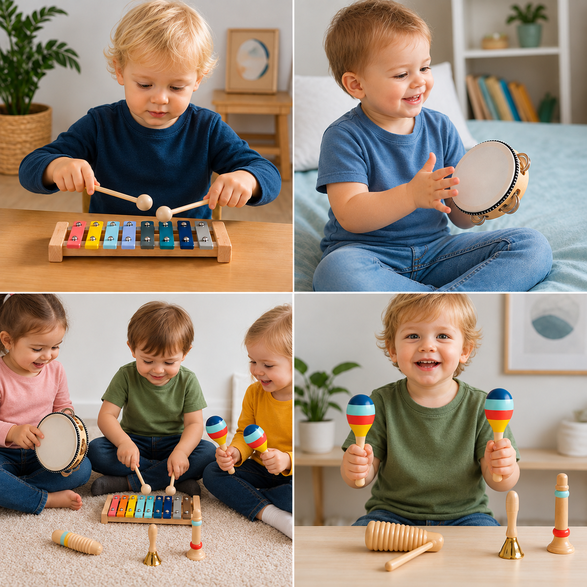 Musikinstrumente-Set aus Holz – Montessori-Schlaginstrumente & Rhythmus-Lernspielzeug für Kinder