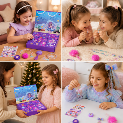 24-Tage-Meerjungfrauen-Adventskalender mit Haaraccessoires, Stickern & Überraschungsgeschenken