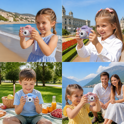 Wiederaufladbare Digitalkamera für Kinder mit Selfie-Modus, HD-Video & Silikonhülle