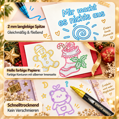 Schimmernde Konturen- & Metallic-Glitzermarker im Set