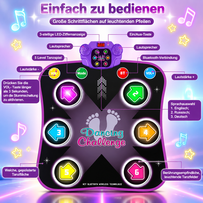 Leuchtende Bluetooth-Tanzmatte für Kinder mit 5 Spielmodi