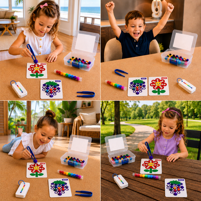 Montessori-Pompon-Lernspiel für Farben & Zahlen zur Förderung der Feinmotorik