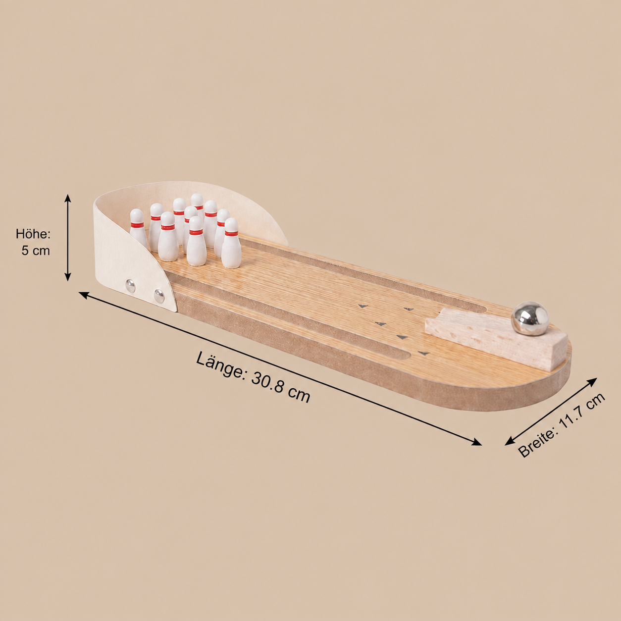 Mini-Bowlingspiel aus Holz – Tragbares Tisch-Bowlingset für Kinder