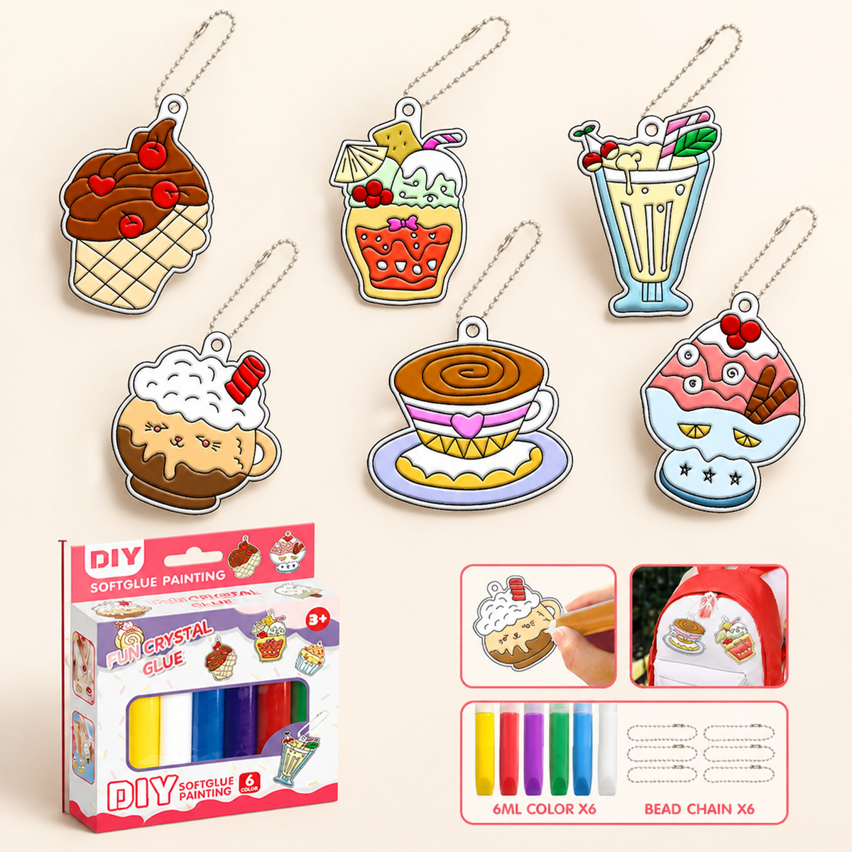 DIY-Weihnachtsanhänger-Bastelset mit kleberfreier Maltechnik für Kinder