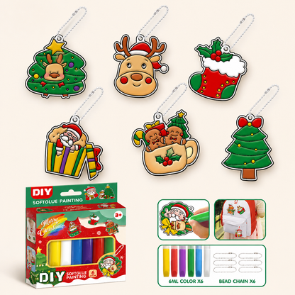 DIY-Weihnachtsanhänger-Bastelset mit kleberfreier Maltechnik für Kinder