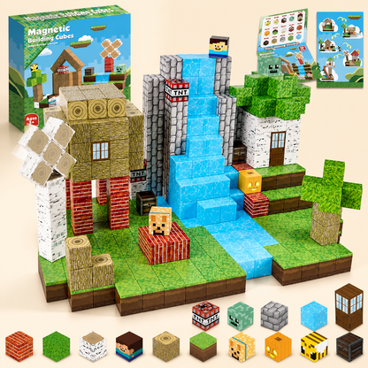 100-teiliges Magnetbaustein-Würfelset – Montessori-MINT-Konstruktionsspielzeug für Kinder