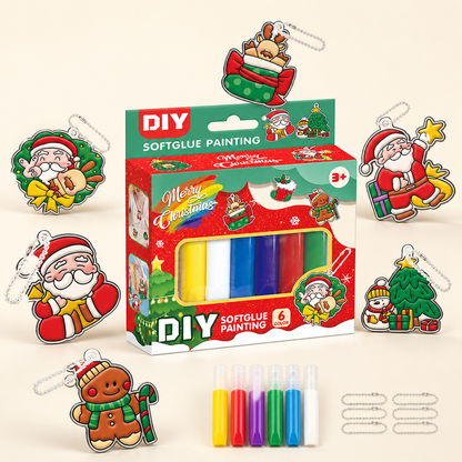 DIY-Weihnachtsanhänger-Bastelset mit kleberfreier Maltechnik für Kinder