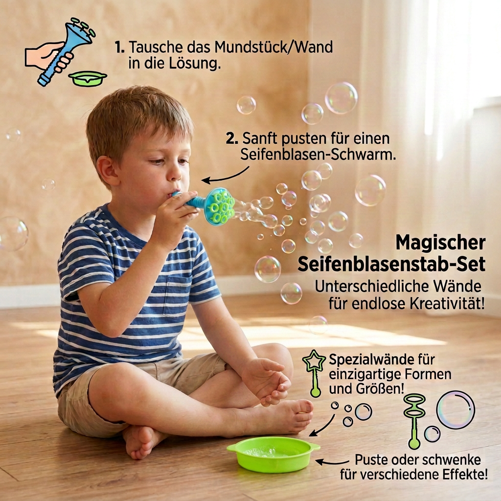 Magischer Seifenblasenstab-Set