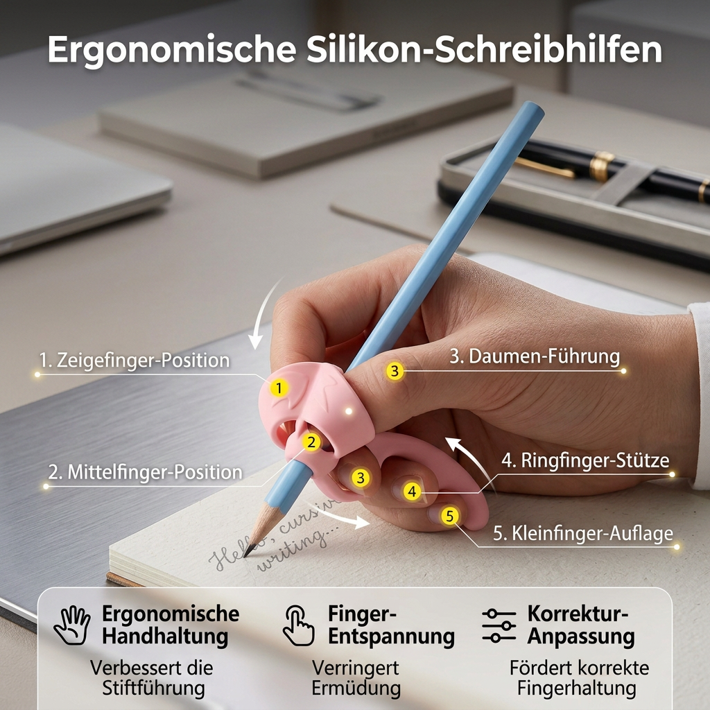 Ergonomische Silikon-Schreibhilfen für Stifte