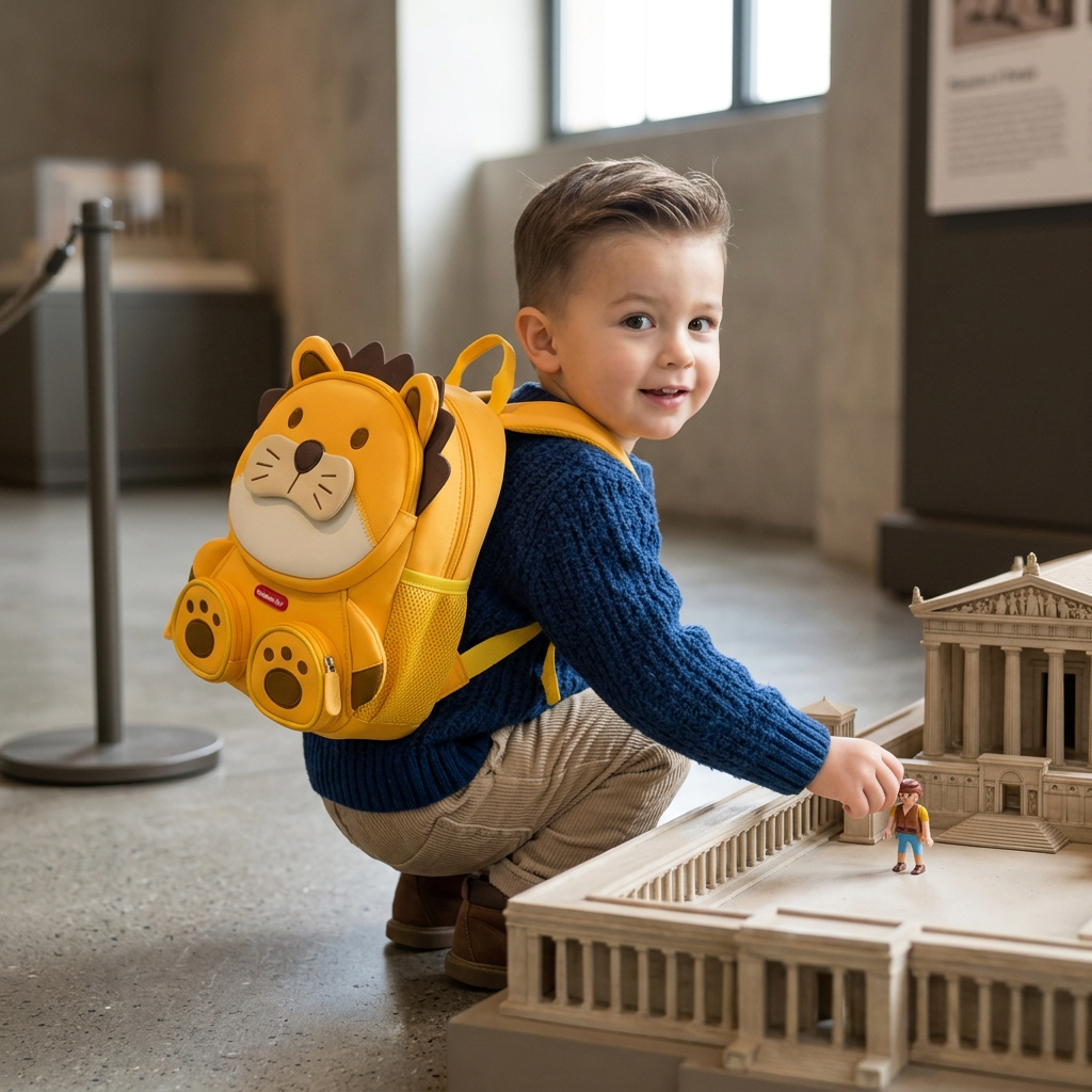 Kinder-Rucksack mit Cartoon-Tiermotiv – Leichter Schulrucksack mit mehreren Fächern