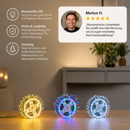 Warmweiße Weihnachts-Cluster-Lichterkette