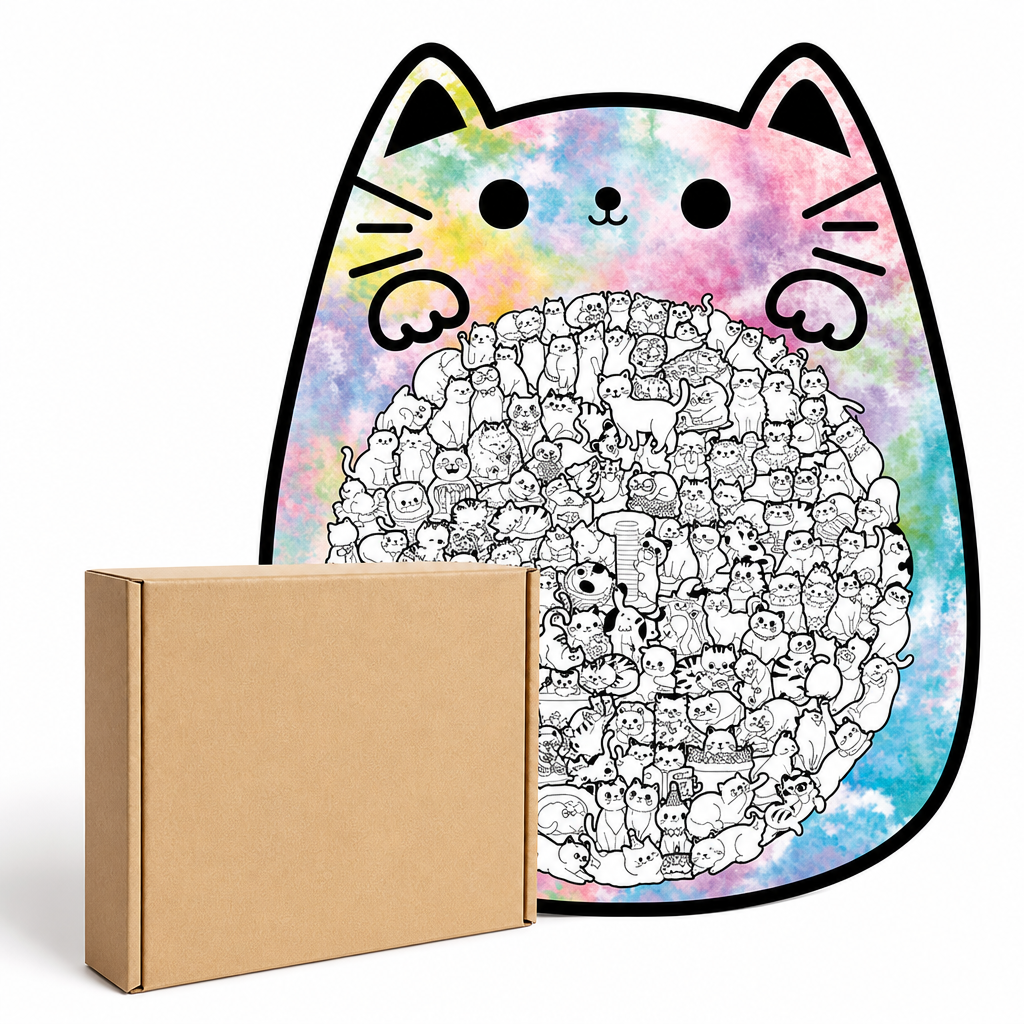 135-teiliges Holz-Puzzle mit katzenförmigen Puzzleteilen