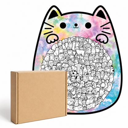 135-teiliges Holz-Puzzle mit katzenförmigen Puzzleteilen