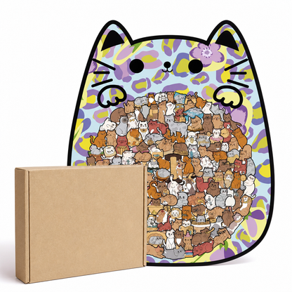 135-teiliges Holz-Puzzle mit katzenförmigen Puzzleteilen