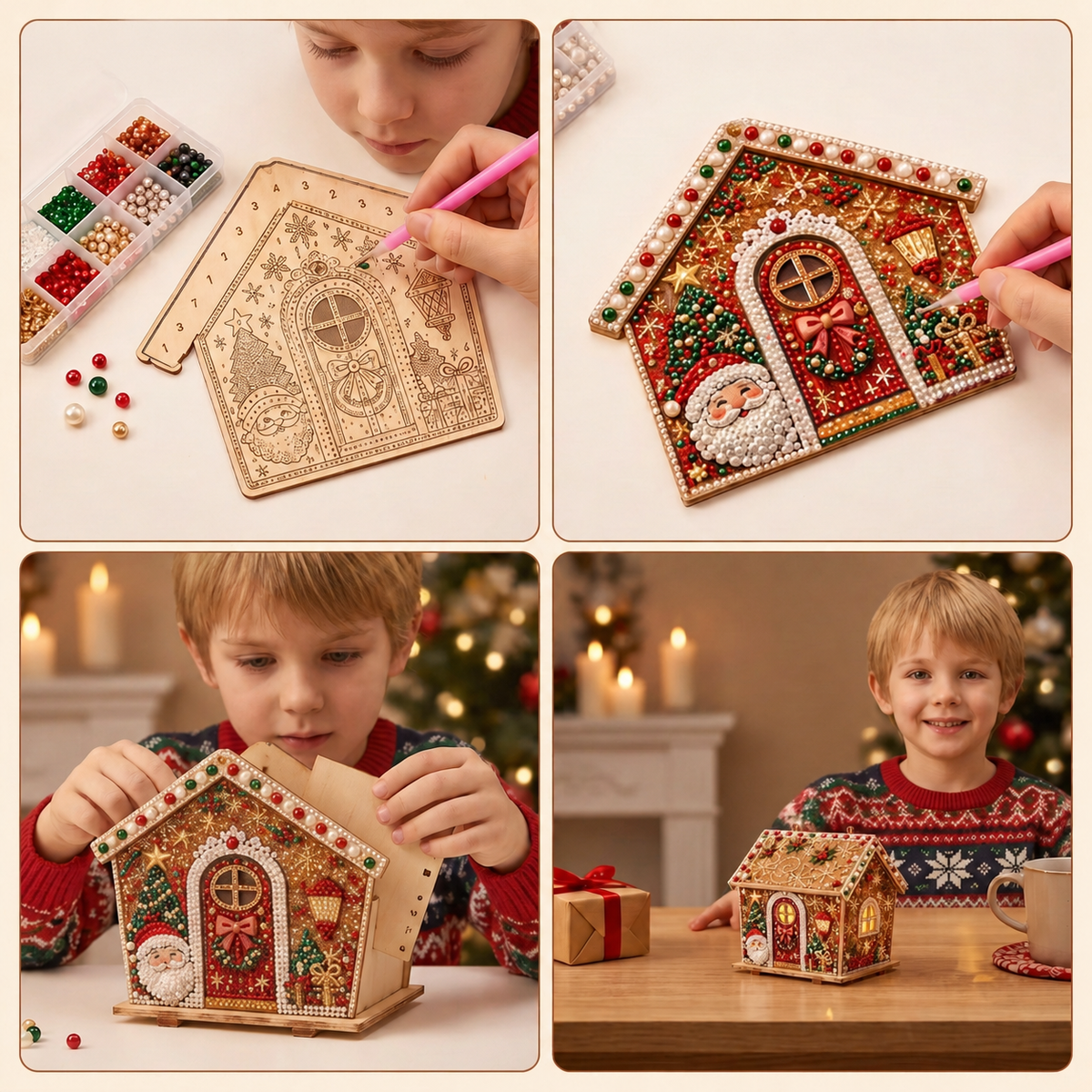DIY-3D-Lebkuchenhaus-Puzzle aus Holz & Diamond-Art-Set