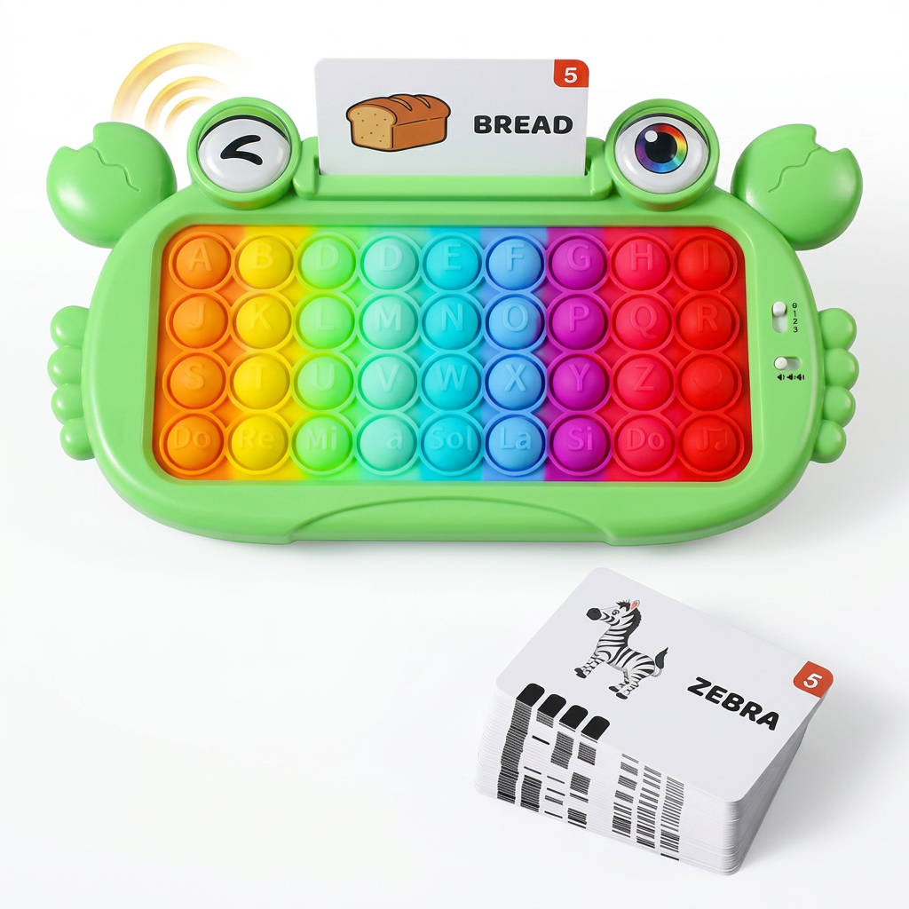 Interaktives sprechendes Lernkarten-Tablet mit Pop-It-Tastatur, Buchstabier- & Phonetikspielen