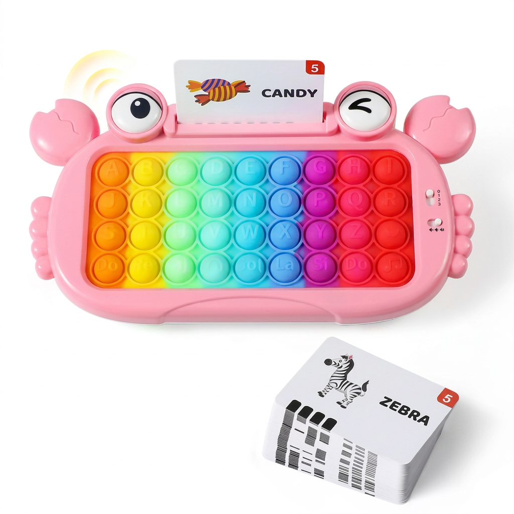 Interaktives sprechendes Lernkarten-Tablet mit Pop-It-Tastatur, Buchstabier- & Phonetikspielen