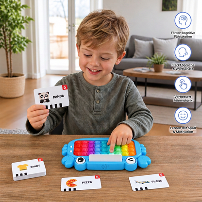 Interaktives sprechendes Lernkarten-Tablet mit Pop-It-Tastatur, Buchstabier- & Phonetikspielen