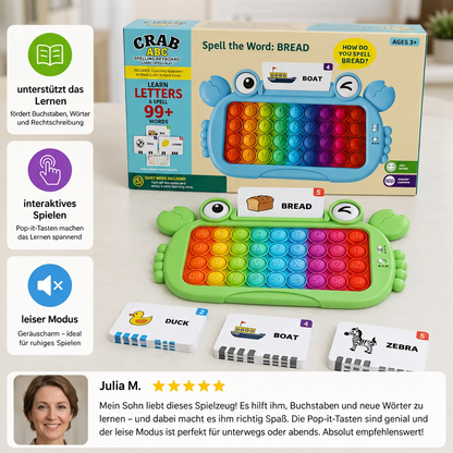 Interaktives sprechendes Lernkarten-Tablet mit Pop-It-Tastatur, Buchstabier- & Phonetikspielen