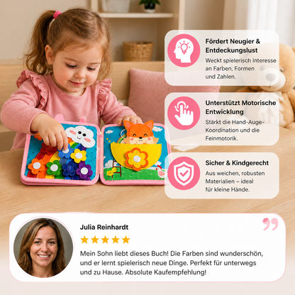 Montessori-Tast- & Fühl-Sensorik-Busy-Book für Kleinkinder