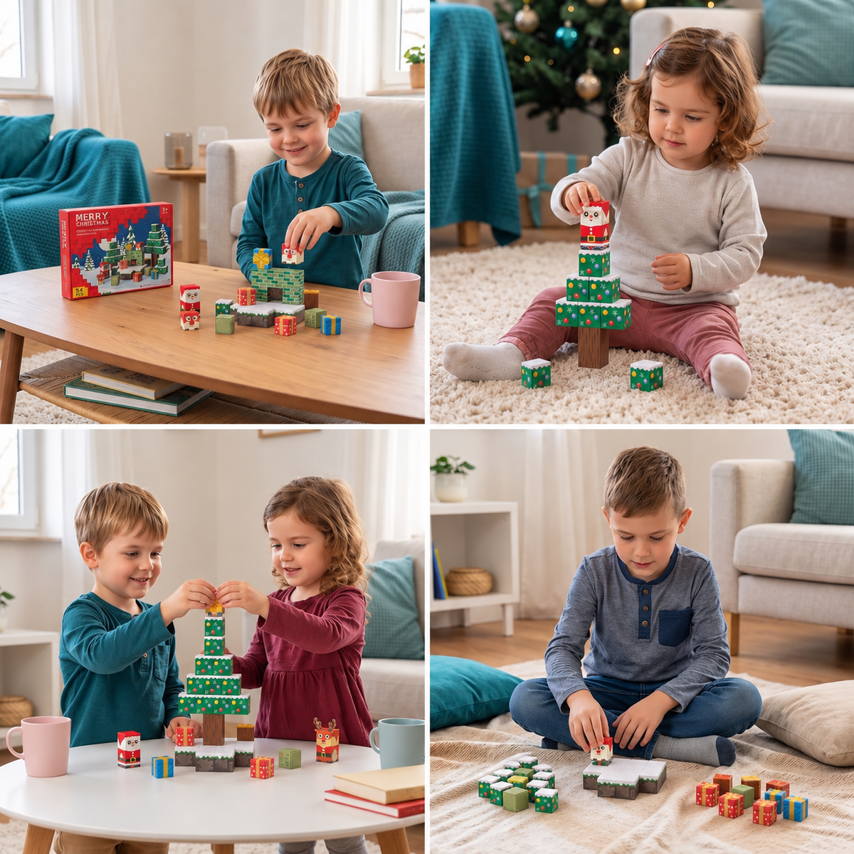 54-teiliges Weihnachts-Magnetbausteinset – Festliches MINT-Konstruktionsspielzeug