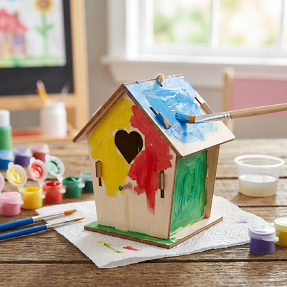 Buntes Vogelhaus Bastel- & Malset für Kinder